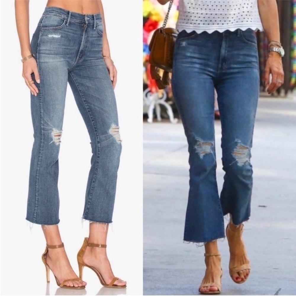 MOTHER- Hustler Ankle Fray Distressed Jeans in Song of The Cowboys Size 24